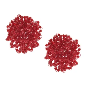 Pendientes Redondos Cristal Clavo Cristal Rojo