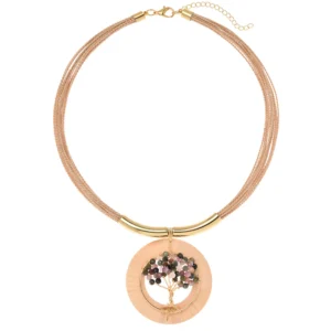 Collar Maxi Árbol de Vida Piedras Facetadas Jade Rosa