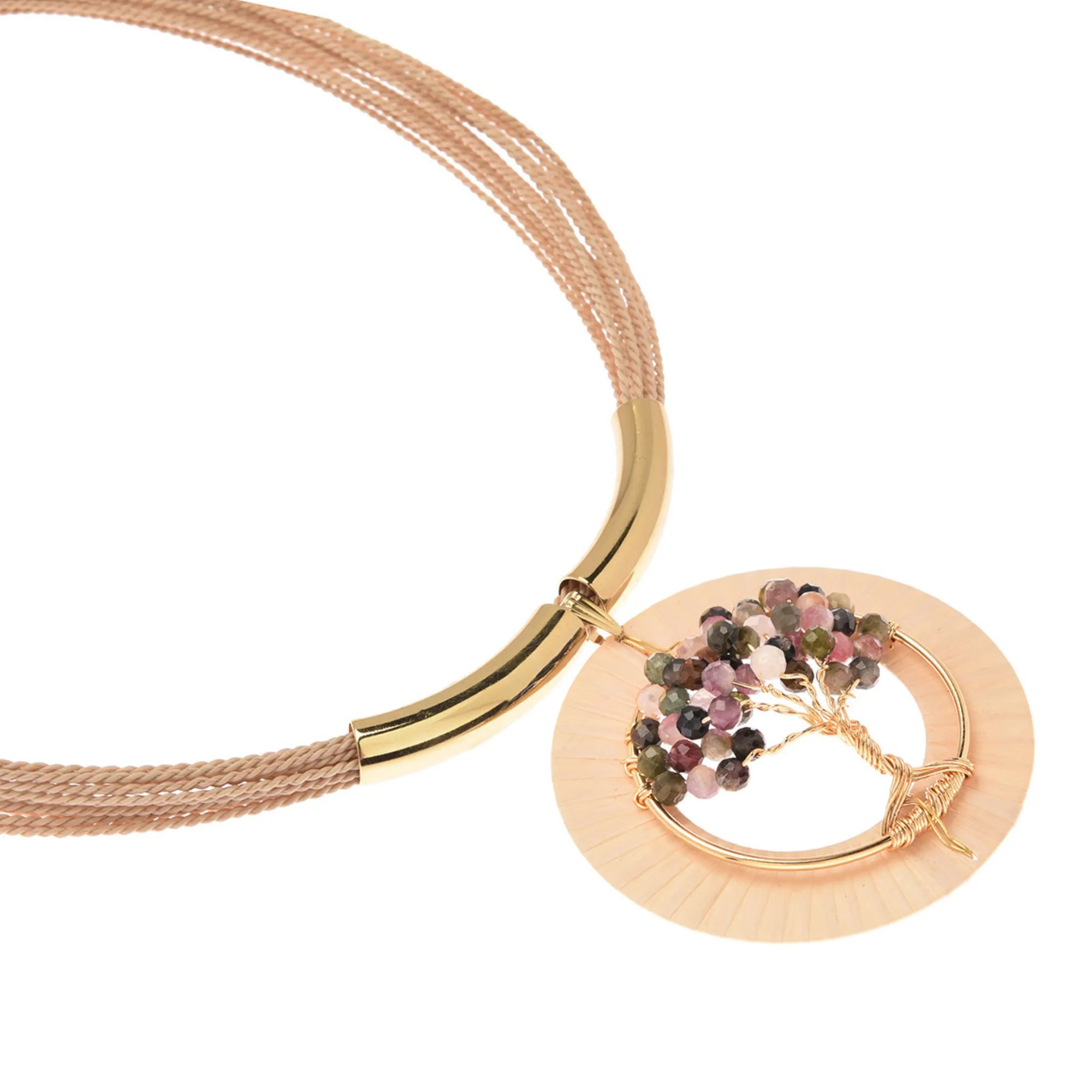 Collar Maxi Árbol de Vida Piedras Facetadas Jade Rosa - Imagen 2