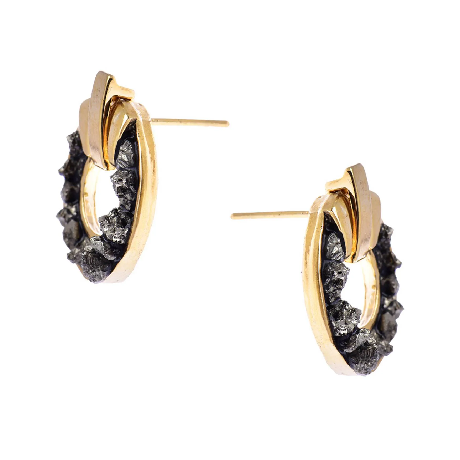 Pendientes Clave Oro y Pirita - Imagen 2
